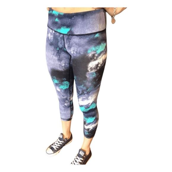 Lululemon Wunder Under Leggins Denim Milky Way Bali Breeze Cropped Pant Athletic - Picture 4 of 8